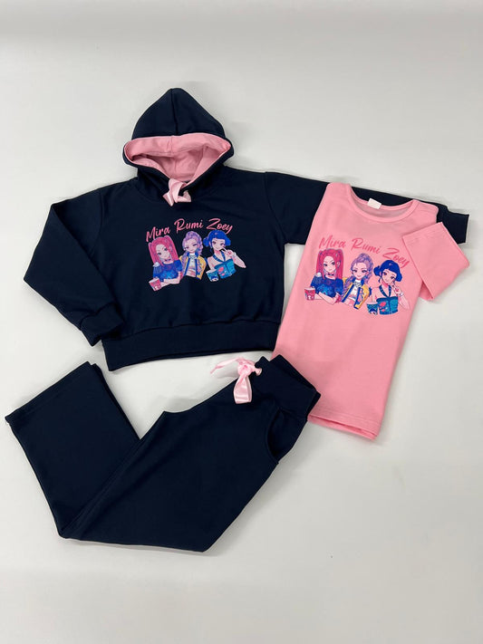Conjunto tres piezas azul Marino K- Pop - Pronta moda