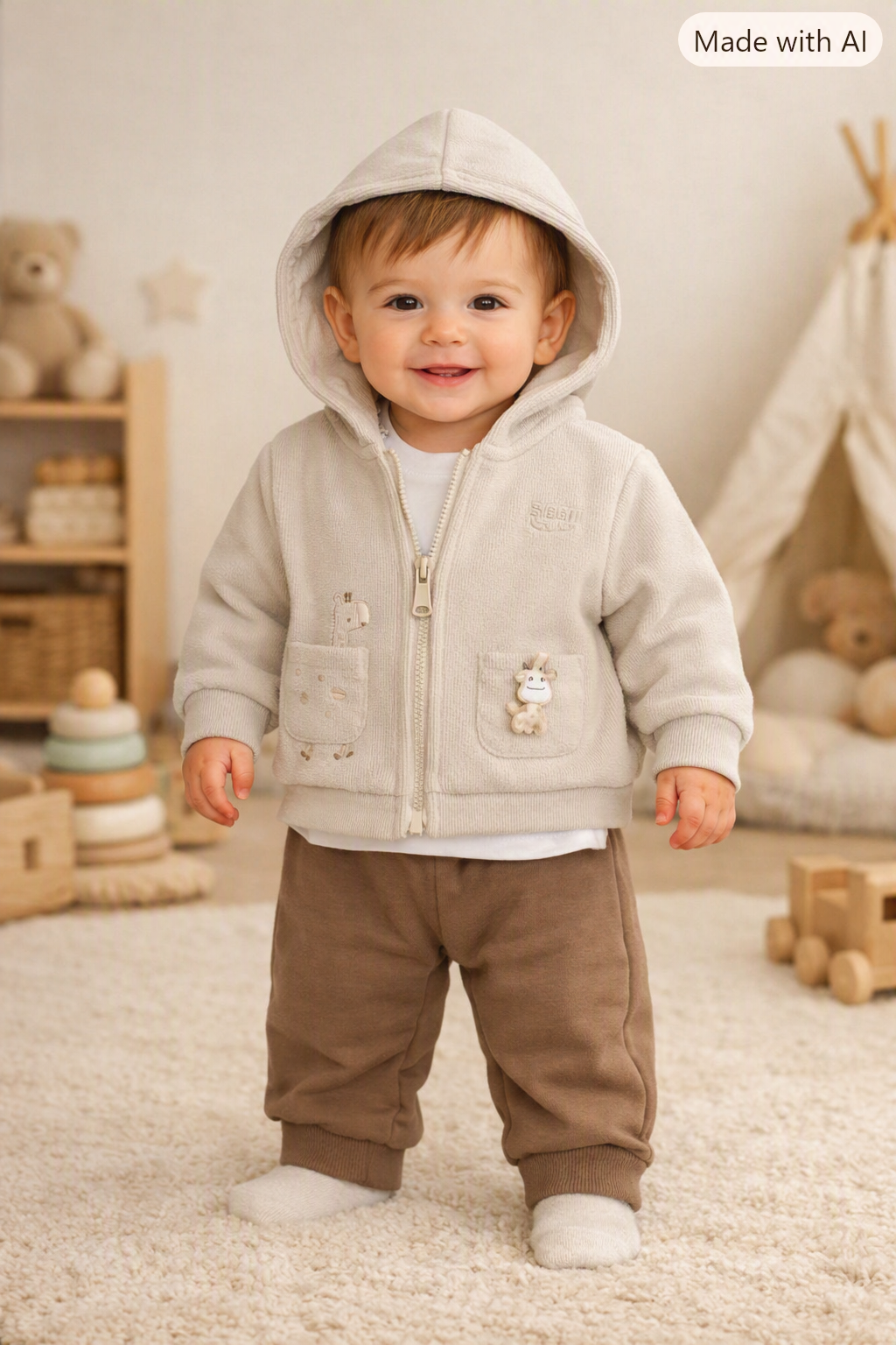Conjunto Bebé Niño Beige de 3pz jirafa