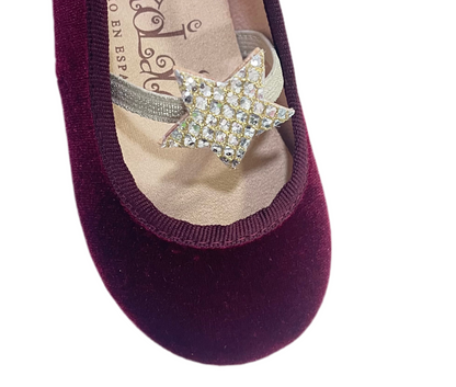 Merceditas terciopelo burdeos con estrella - Tokolate