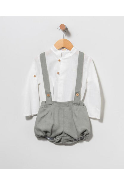 Conjunto bebé niño de Lino en Kaki - Coco Acqua