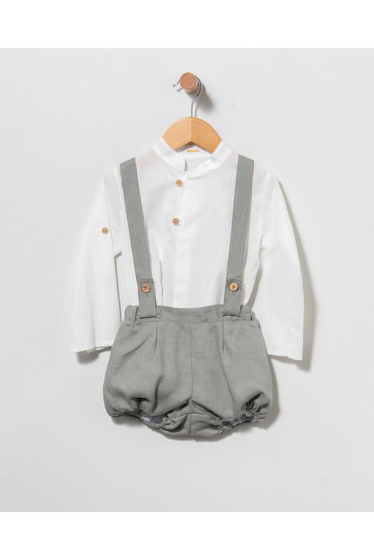 Conjunto bebé niño de Lino en Kaki - Coco Acqua