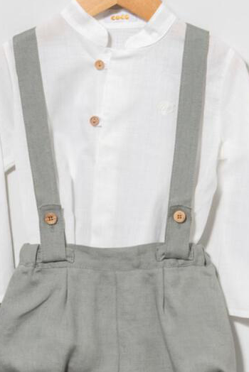 Conjunto bebé niño de Lino en Kaki - Coco Acqua