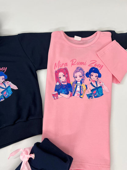 Conjunto tres piezas azul Marino K- Pop - Pronta moda