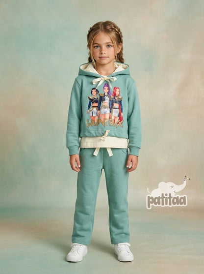 Chandal niña tres piezas verde agua K- Pop - Patitaa