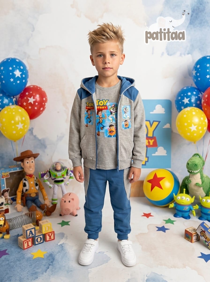 Chandal 3pz de niño Toy Stoty - Moda infantil CHICLE 