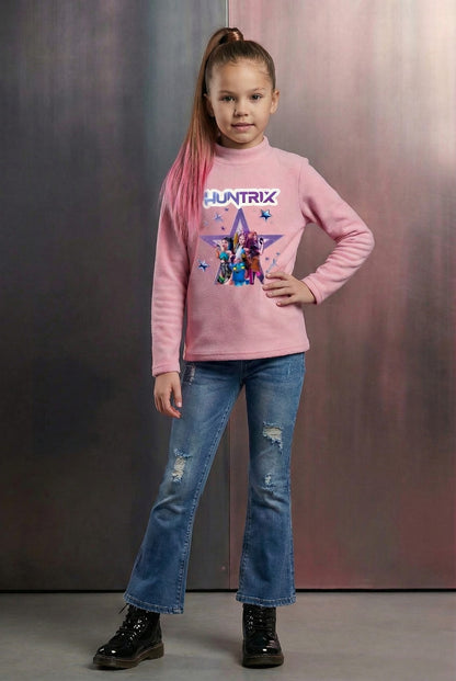 Camiseta polar rosa de K-Pop - Pronta moda