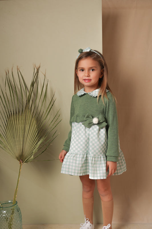 Vestido niña en tonos verdes - Cuka invierno 2022