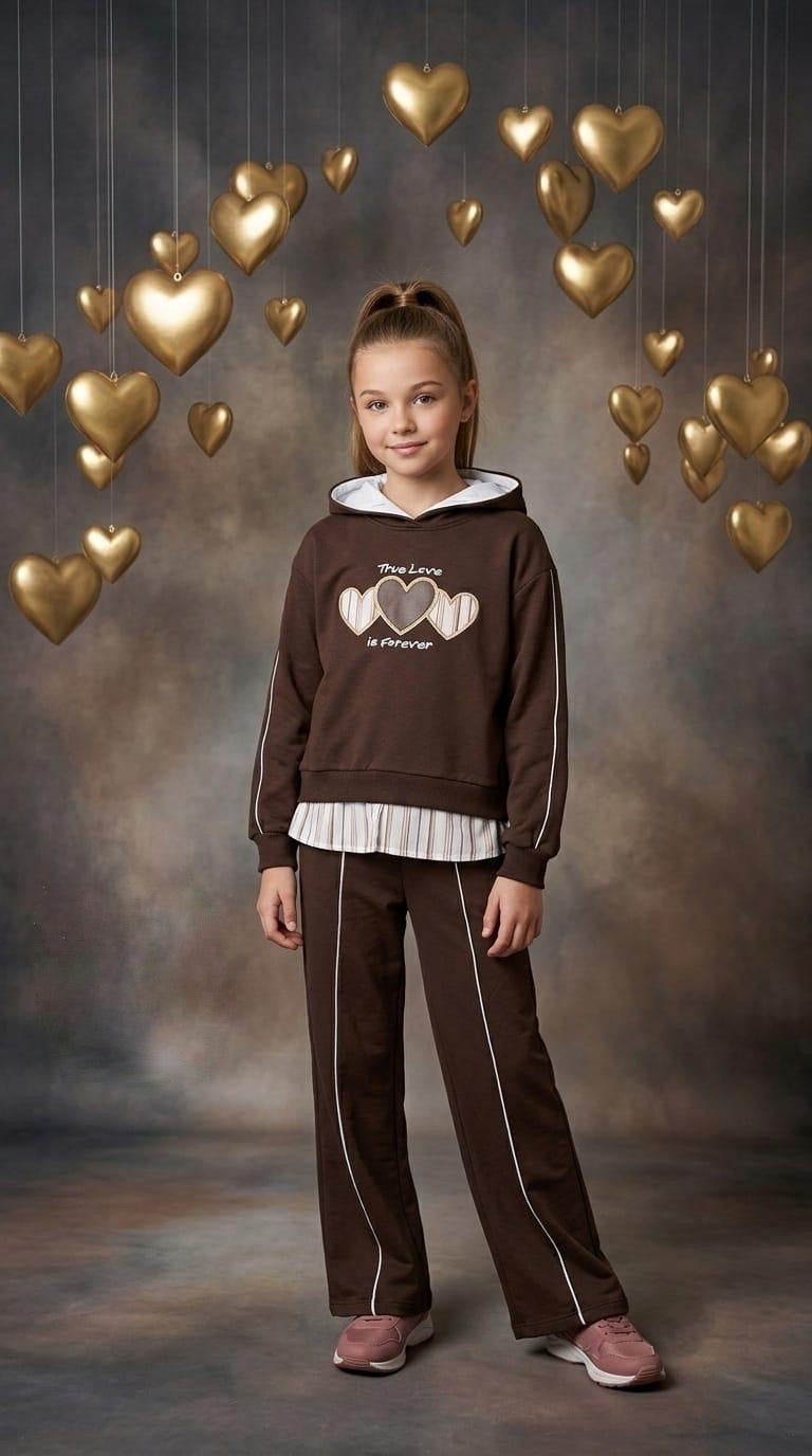 Chandal en marrón de niña - Pronta Moda