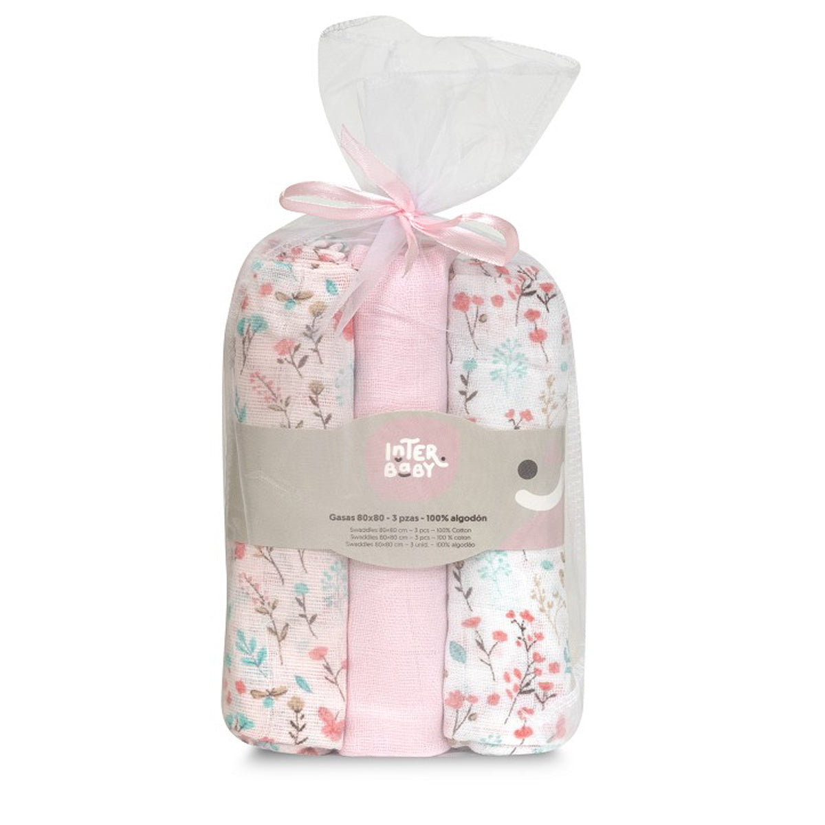 Muselina o gasas 100% algodón colección pétalos - Interbaby(80X80)