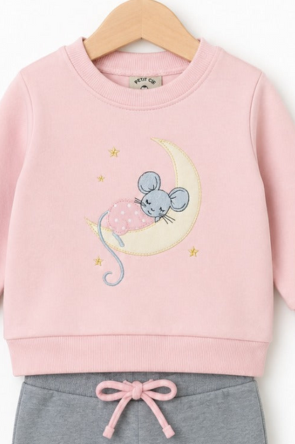 Chándal rosa ratón en la luna de Bebé