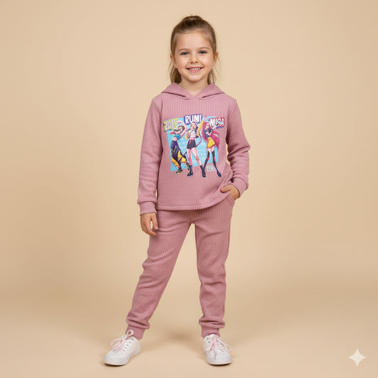 Chandal de niña con leggins K- Pop rosa empolvado  - Pronta Moda