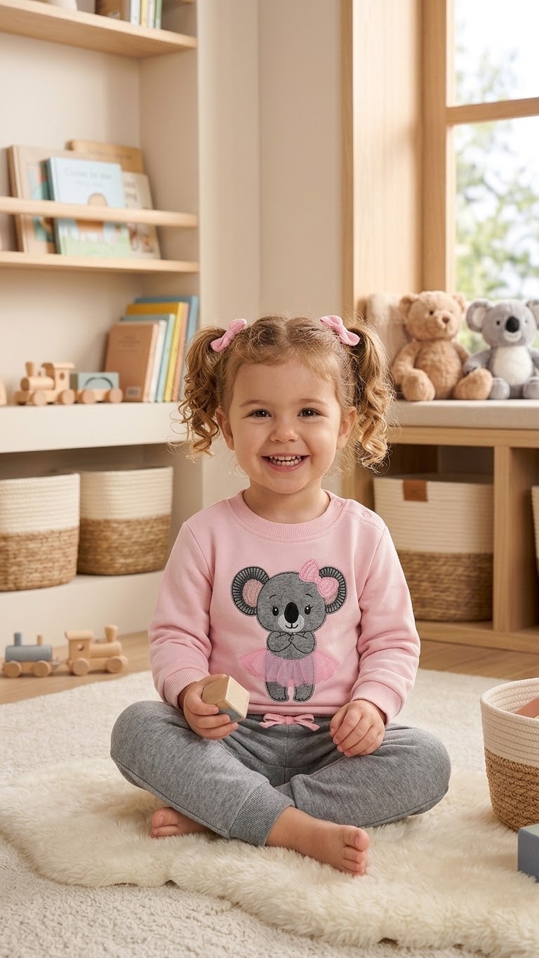 Chándal koala de Bebé rosa