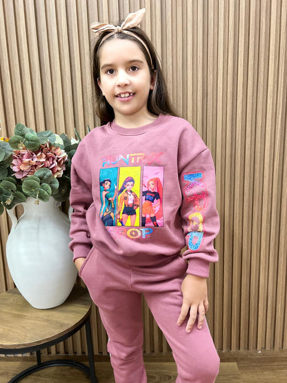 Chandal rosa vintage de K- pop - Pronta moda