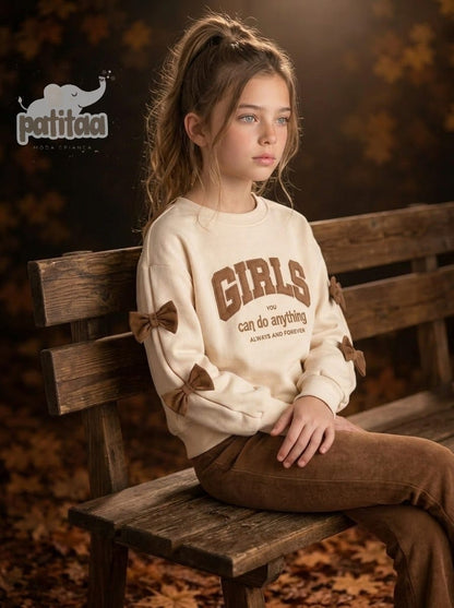 Conjunto Girls sudadera y leggings pata ancha  - Patitaa - Moda infantil CHICLE 