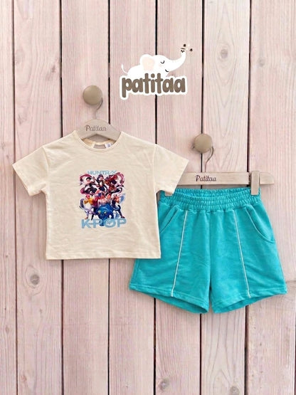 Conjunto turquesa de las guerreras k- Pop
