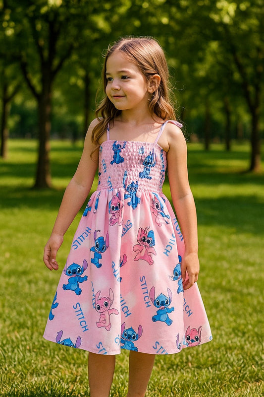 Vestido Stitch de tirantes en rosa - Pronta Moda
