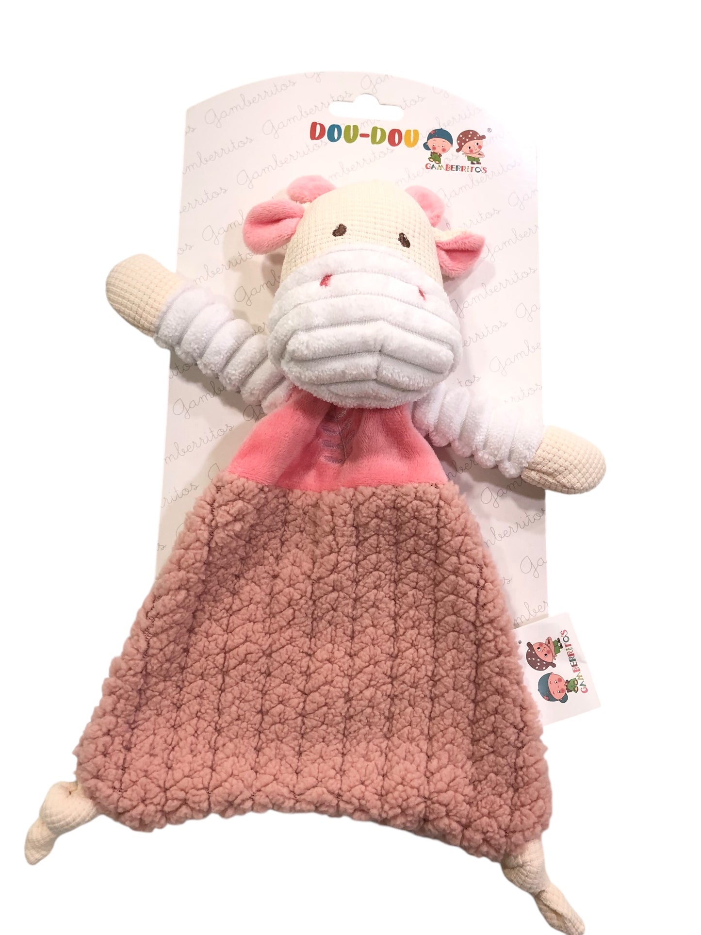 Doudou jirafa para bebe en color rosa - Gamberritos