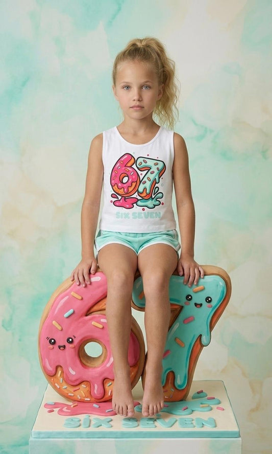 Conjunto verde sin mangas  "Six Seven"