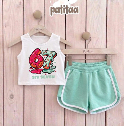 Conjunto verde sin mangas  "Six Seven"