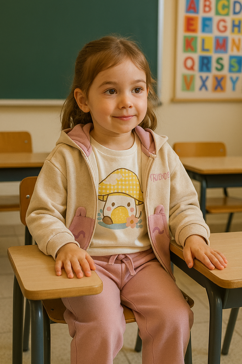 Sudadera niña rosa con bolsillos  - Newness