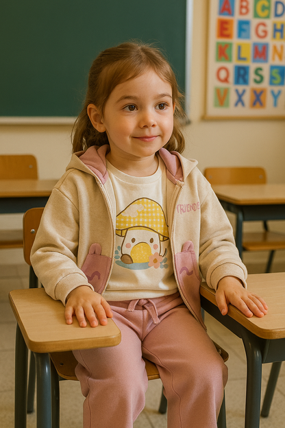 Sudadera niña rosa con bolsillos  - Newness