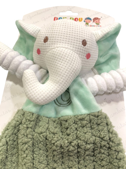 Doudou elefante para bebe en color verde - Gamberritos