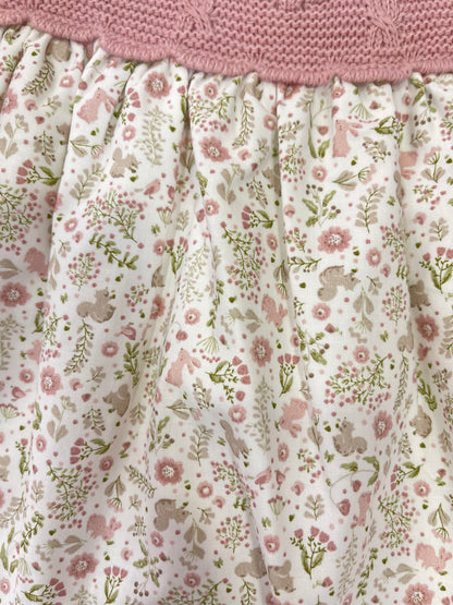 Vestido niña con cuerpo en lana en rosa palo
