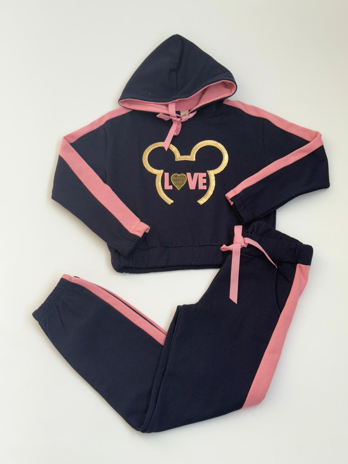 Conjunto niña en azul marino y rosa - Pronta Moda