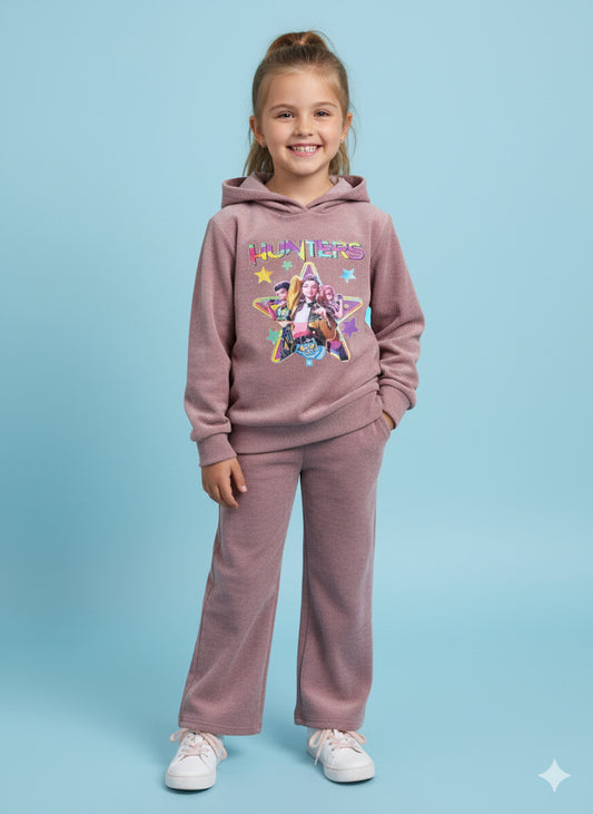 Chandal con capucha de niña K- Pop rosa empolvado - Pronta Moda