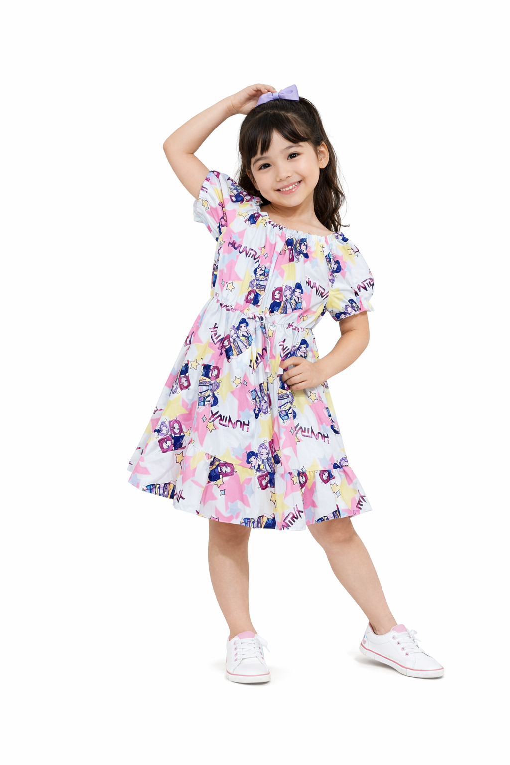 Vestido fondo blanco de las guerreras K-pop con bolso - Pronta Moda