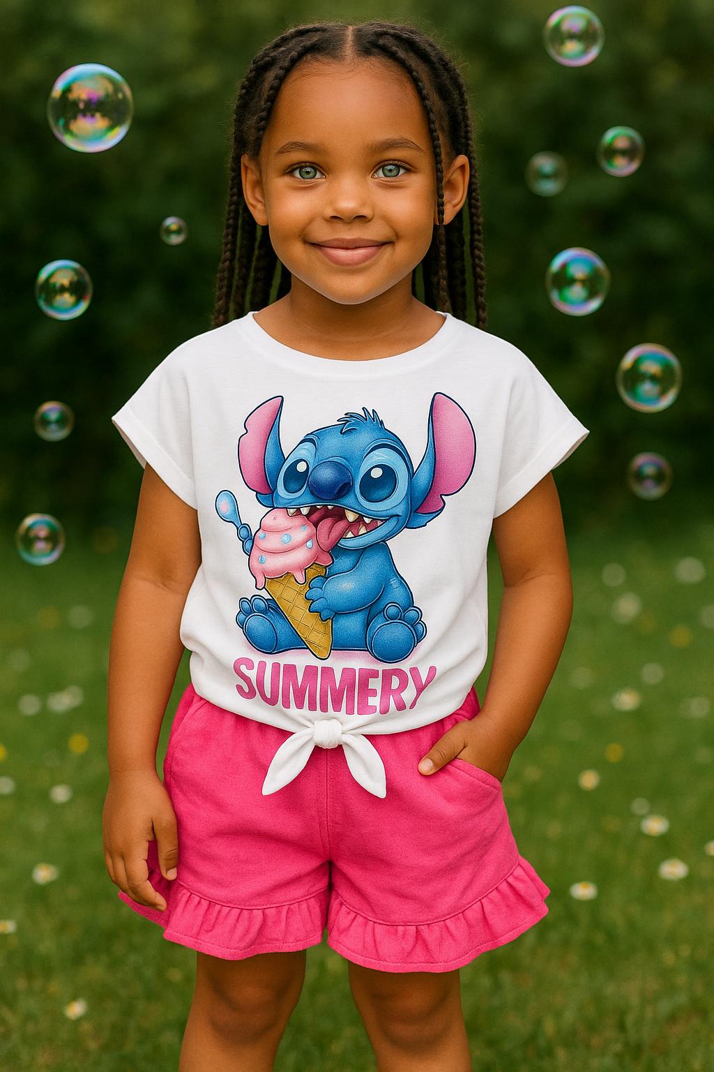 Conjunto niña de Stitch con helado