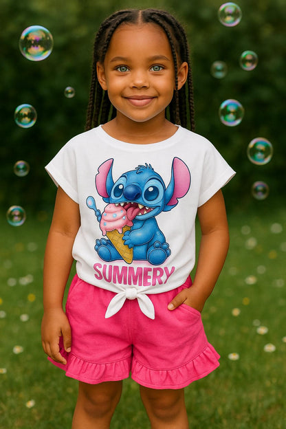 Conjunto niña de Stitch con helado