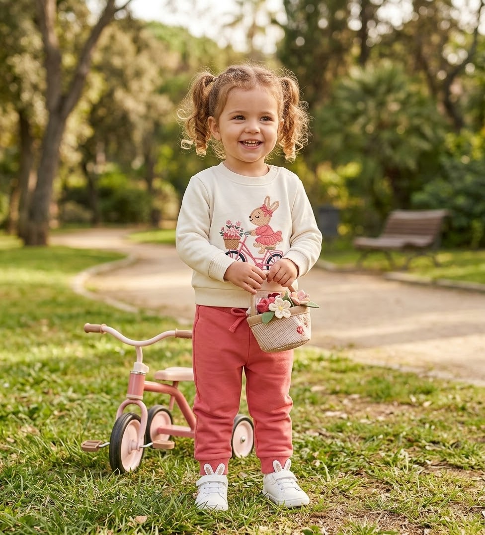 Chándal bebé niña conejita en bici