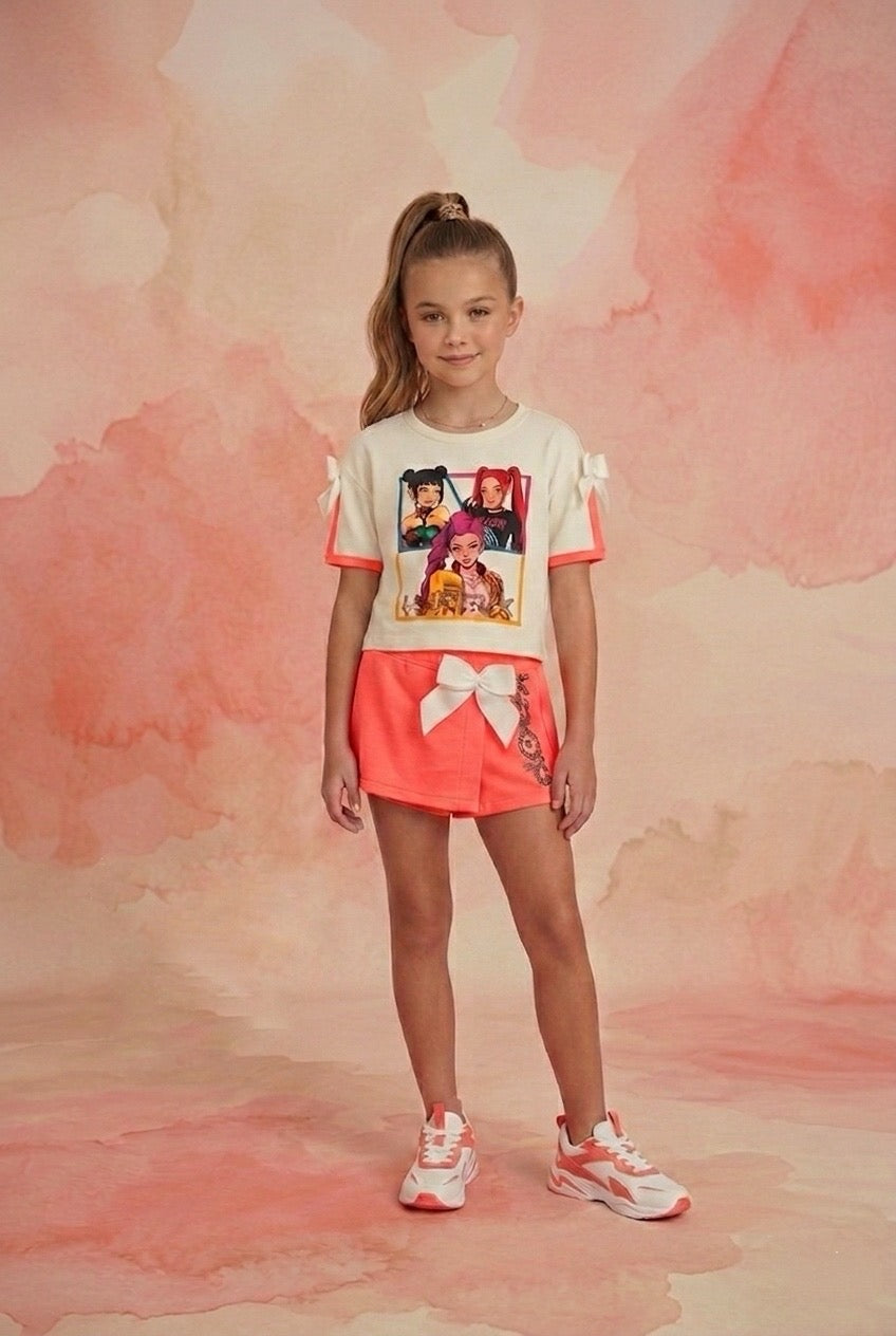 Conjunto falda pantalón en coral - K- Pop