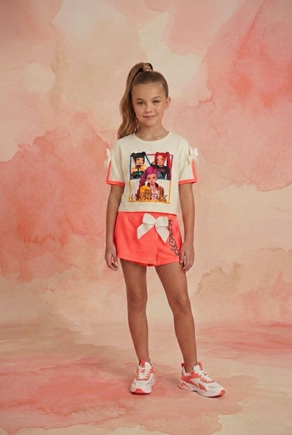 Conjunto falda pantalón en coral - K- Pop