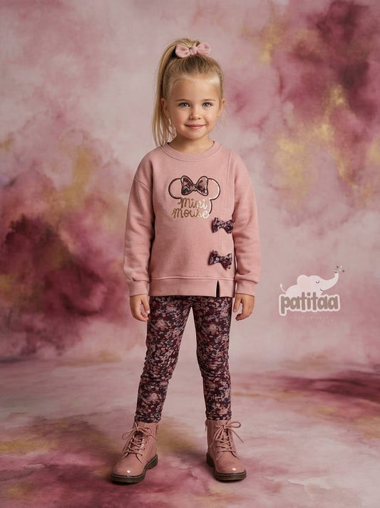 Conjunto de niña lazos 4- 12 años - Patitaa - Moda infantil CHICLE 