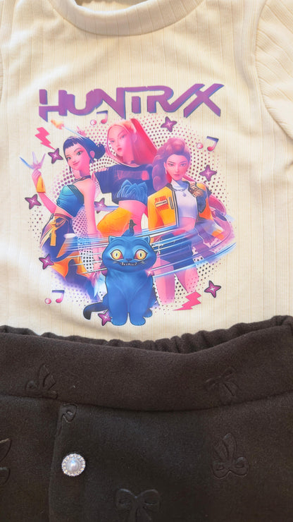 Conjunto falda pantalón marrón K-pop - Pronta Moda