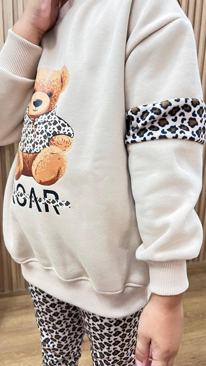 Chándal Niña "Wild Bear" (Leopardo y Beige) - Pronta moda