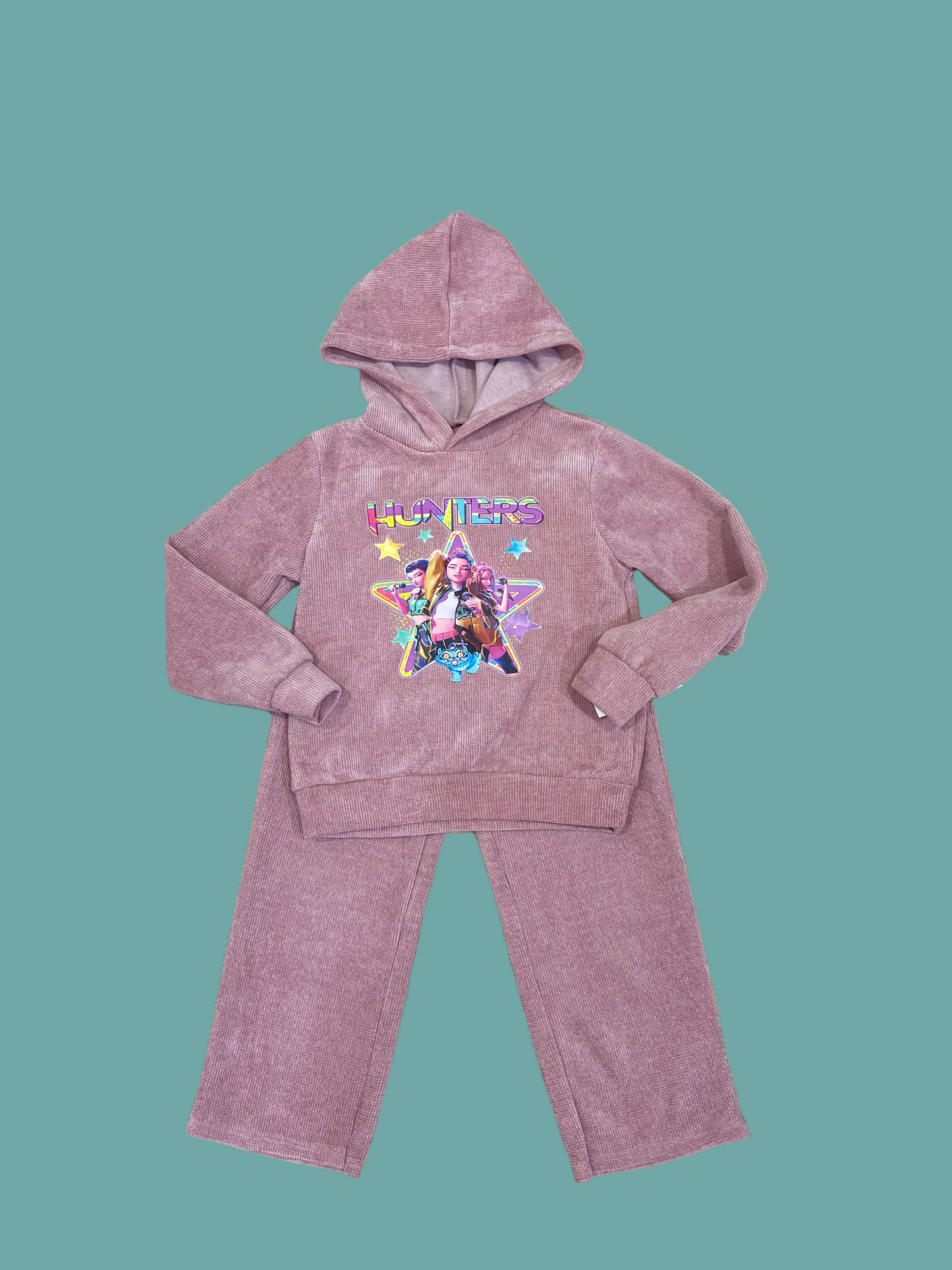 Chandal con capucha de niña K- Pop rosa empolvado - Pronta Moda