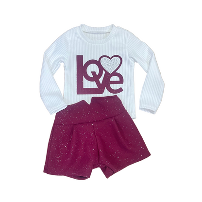 Conjunto de suéter blanco y Short brillos - Pronta Moda