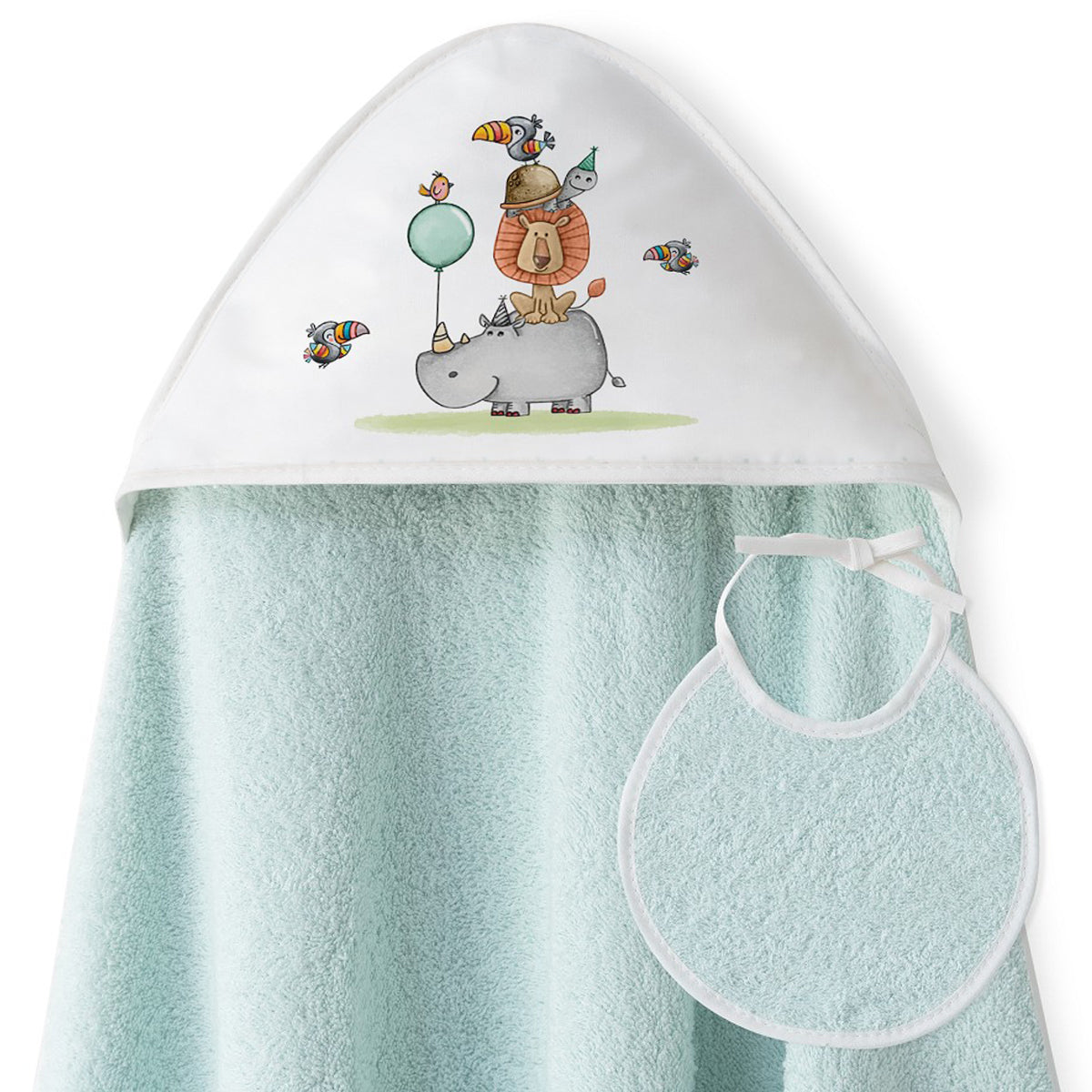 Capa baño bebé rinoceronte en verde