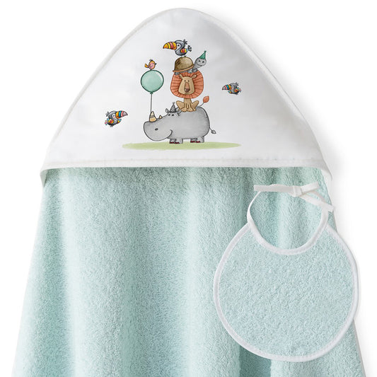 Capa baño bebé rinoceronte en verde