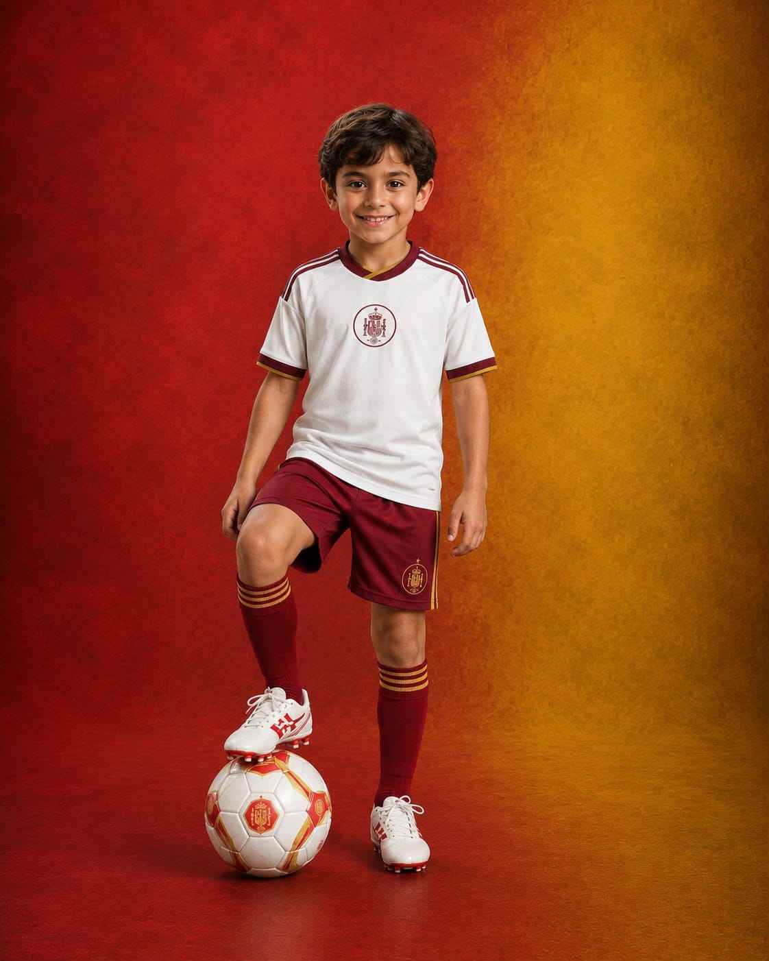 Equipación blanca de niño, réplica selección Española 🇪🇸