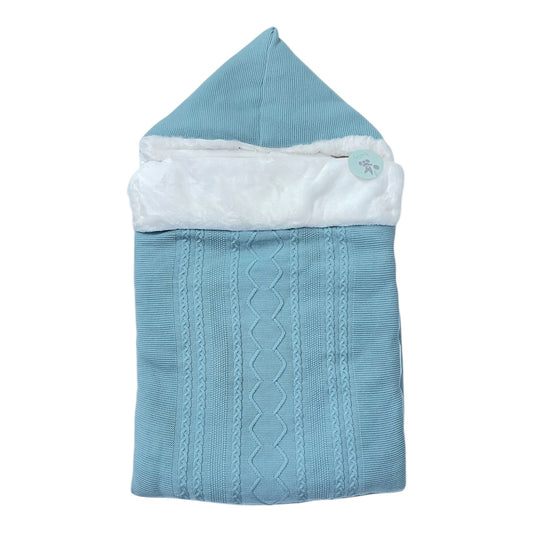 Saco bebe de Punto con Capucha y Forro de Pelo en verde