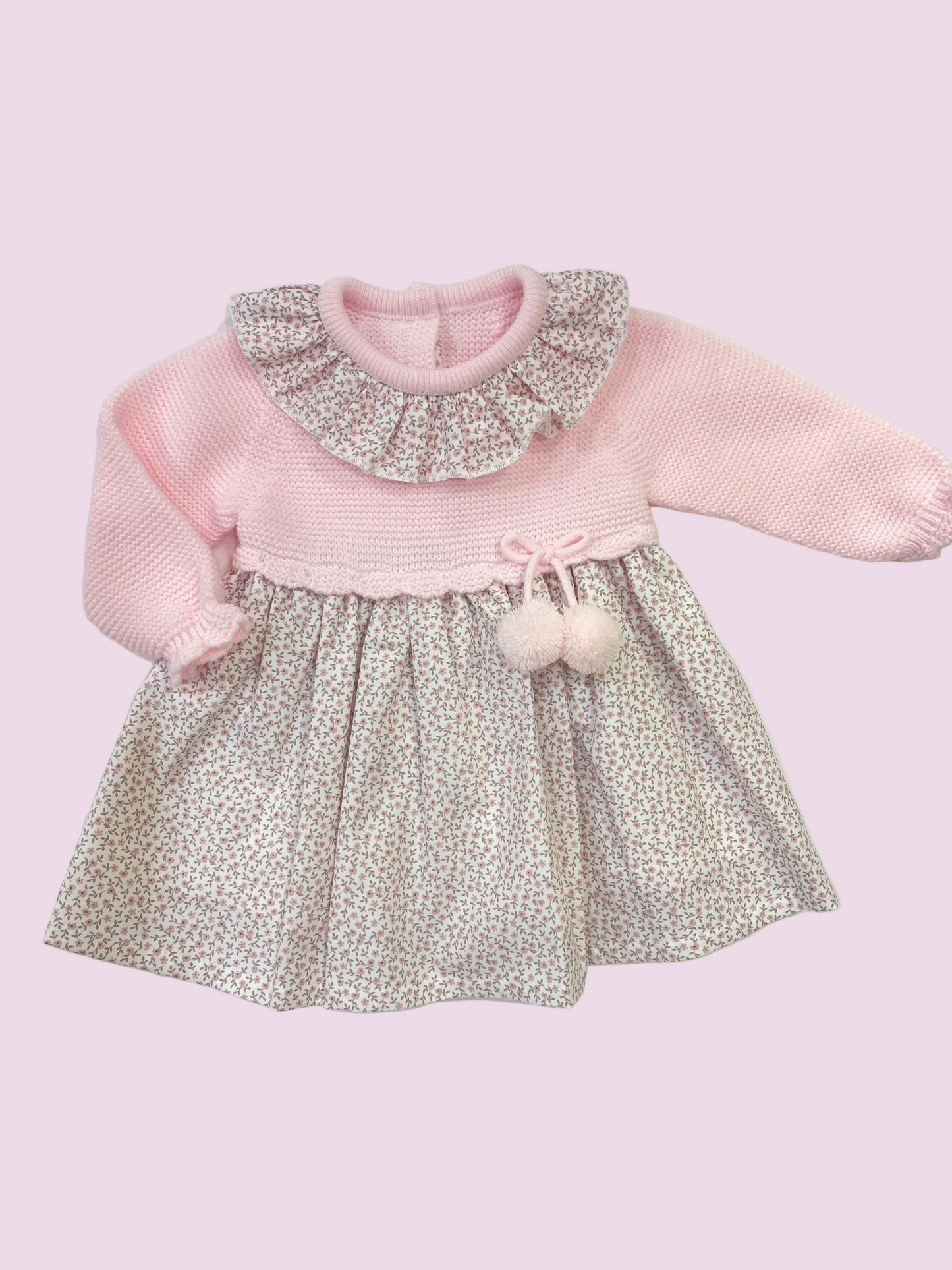 Vestido cuerpo punto en rosa claro