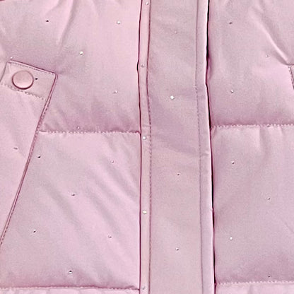 Parka niña en rosa acolchado con brillantitos