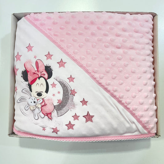 Manta Minnie de topitos en rosa