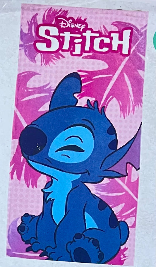 Toalla playa en fucsia con palmeras rosas - Stitch Disney