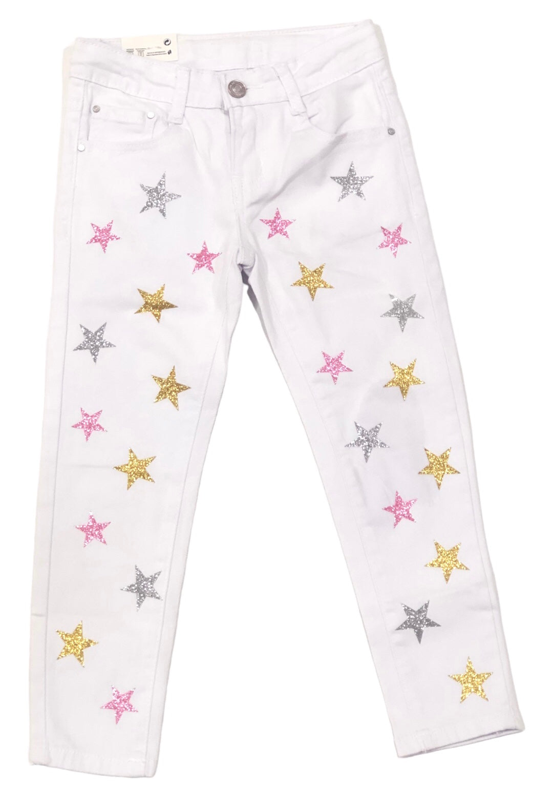 Pantalón de niña en color blanco con estrellas