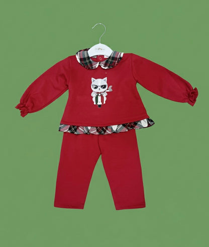 Chándal rojo bebé gato motorizado - Pequeños Piratas
